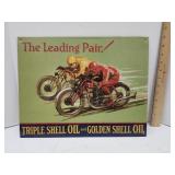 Metal Triple Shell oil & Golden Shell Oil 16" X 12