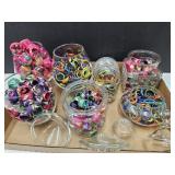 Large Lot of Toy Rings,Baskets, Glass Jars