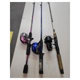 3 Fishing Poles, 2  Shakespere & Mitchell