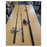 3 Fishing Poles Zebco, Mitchell & Big Water