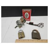 VTG PfluegerReel Tobacco Tin Locks+