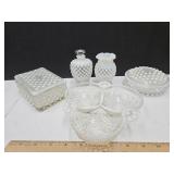 Fenton Hobnail Dresser Boxes, Vases +