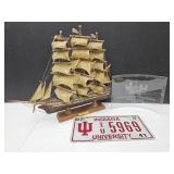 Glass Grand Prix Sign, IU License Plate & 18" Ship