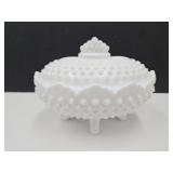 Hobnail Fenton Covered Candy Dish 6 1/2' Long