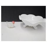 Footed Indiana Glass Dish , Fenton Hen