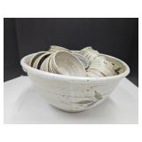 Large 13"w Stoneware Bowl w/3" Bowls