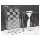 Glass & Metal Vase, & Vase w/Chip