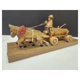 VTG German Wood Carved Folk Art Beer Keg Wagon