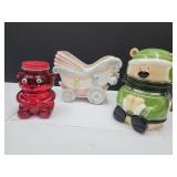 VTG Napco Baby Planter, Glass Bear, Green Stor Jar