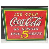 Pocelean Enamal Coca-Cola Sign 13X10"