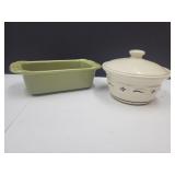 Longaberger Sage MIni Loaf & Blue Butter Tub W Lid