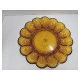 VTG Amber Indiana Glass Deviled Egg Plate 11"