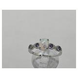 New 925 Silver Opal Set Ring Sz 8