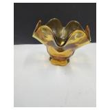L.E. Smith Amber Glass Bowl 4 1/4 T X  5.5"W