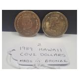 2 1989 Hawaii Cove Dollars Made of Bronze