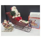 2 Santas with Sleighs 9" 24" L