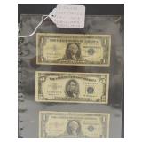 3 Silver Certificates $1 1957A, $1 1957B, $5 1953A