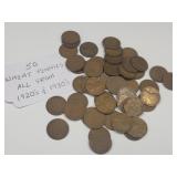50 Wheat Pennies All From 1920