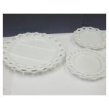 Milk Glass Latis Dishes 8" to 12.5"