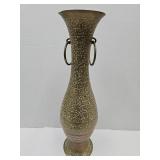 Large Heavy Etched Brass Vase  20' high