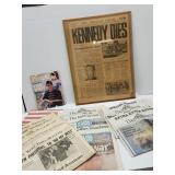 Framed News Kennedy Dies Title & Historical Events