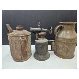 Primitive Milk Pail, Can & Hand Torch