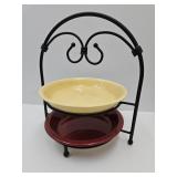 Pottery Pie Plates & Metal Rack See Makers