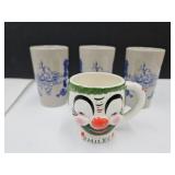 Yona Original Clown Mug w/Crack,German Pottery
