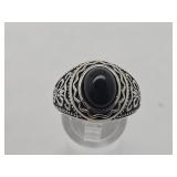 New 925 Silver Black Set Ring Sz 9