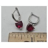 New 925 Silver Ruby Earrings