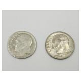 2 Silver Roosevelt Dime Coins, See Dates