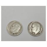 2 Silver Roosevelt Dime Coins, See Dates