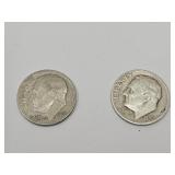 2 Silver Roosevelt Dime Coins, See Dates