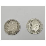 2 Silver Roosevelt Dime Coins, See Dates