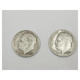 2 Silver Roosevelt Dime Coins, See Dates