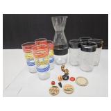 Bar Ware & VTG Glass Lot & Magnets