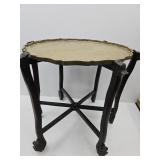 VTG Chinese Brass Tray on Folding Table 21.5'w