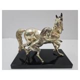 VTG Italy Horses Sculpture Marble & Stone Base