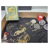 Costume Jewelry Lot w/Dresser Box