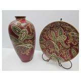 Modern Pasley Home Decor Vase 18' h & Plate 14'w