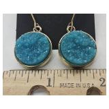 Teal Colored Druzy Earrings