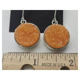 Coral Colored Druzy Earrings