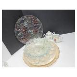 Bavaria Cream & Sugar w/Glass Lot Platters & Bowl