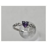 New 925 Silver Purple Set Ring Sz 10