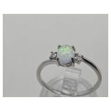 New 925 Silver Opal Set Ring Sz 8