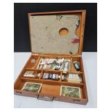 VTG Art Supplies w/Wood Box