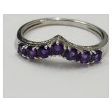 Sterling Silver Ring w Purple Chevron Size 8