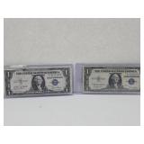 Lot of Two 1935 D, 1935 E Silver Certificates