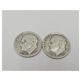 2 Silver Roosevelt Dime Coins, See Dates