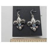 Fleur de Lis Earrings w Crystal